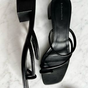 Reformation Meena Toe Ring Block Heel Sandal in black